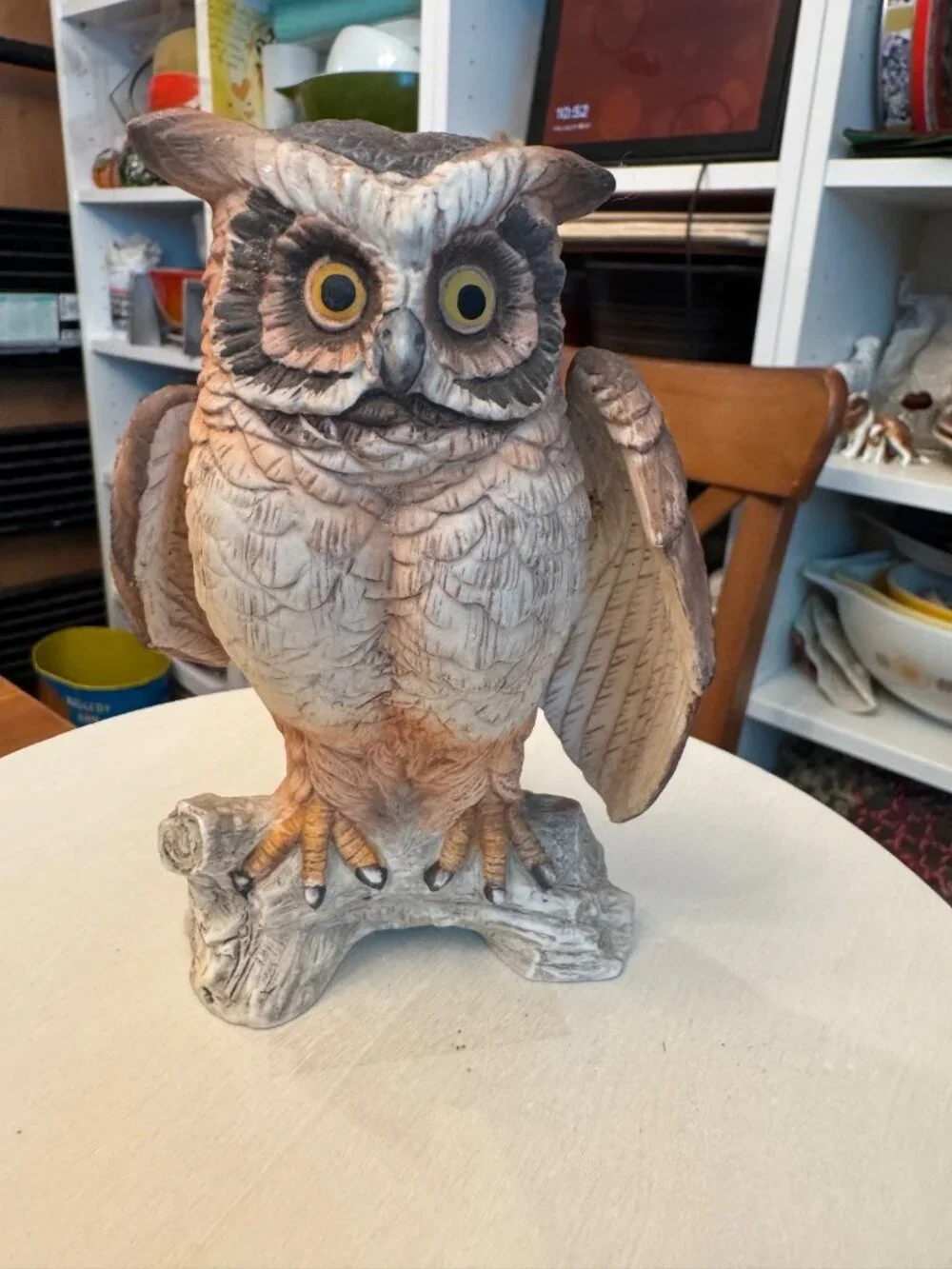 Vintage Wide Eyed Owl Figurine Hand Painted Vintage KELVIN FINE CHINA